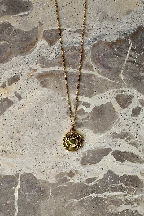Sun Coin Pendant Necklace