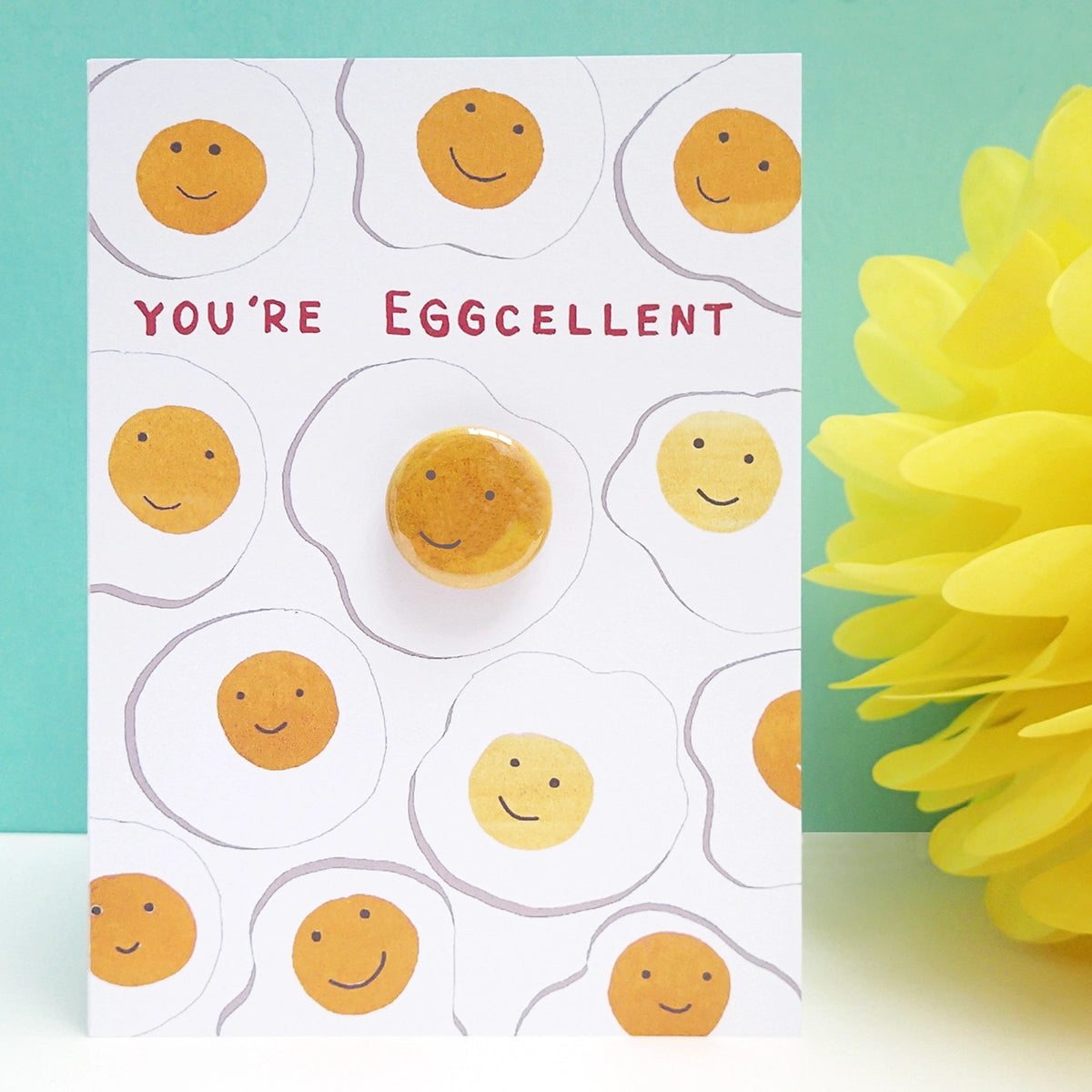 Greeting Card with Badge - Eggcellent Eggs