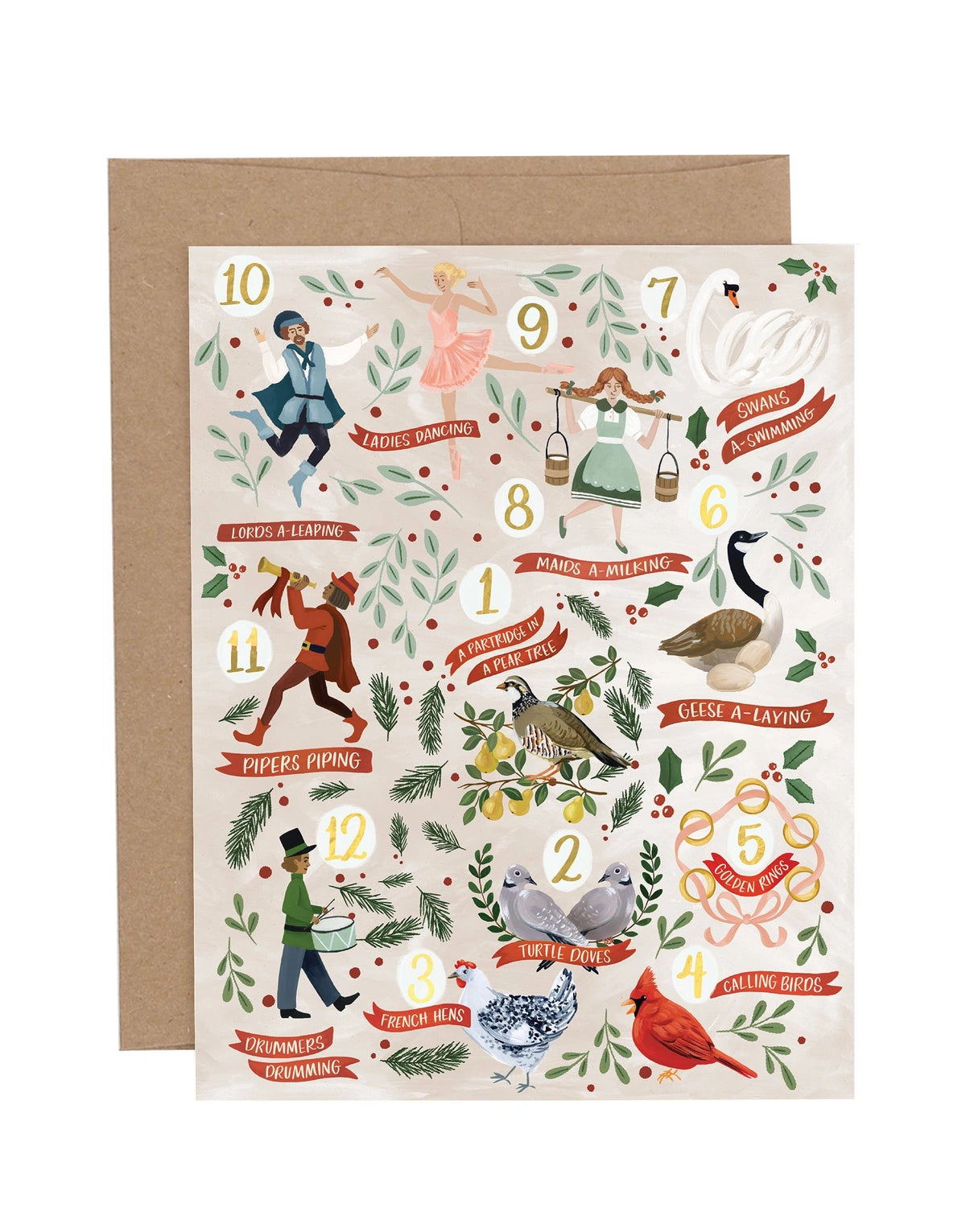 12 Days Of Christmas Holiday Greeting Card