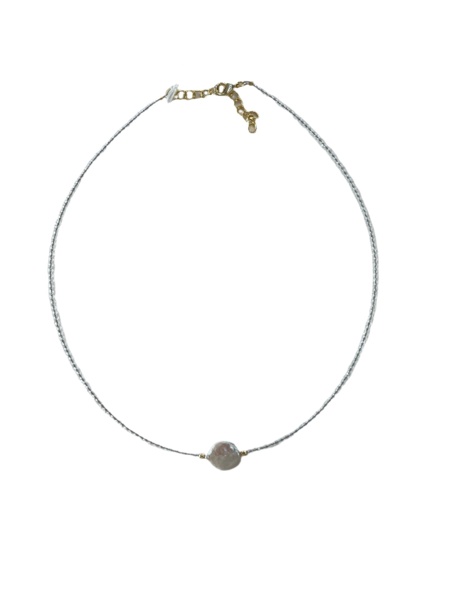 Single Pearl Beaded Necklace White