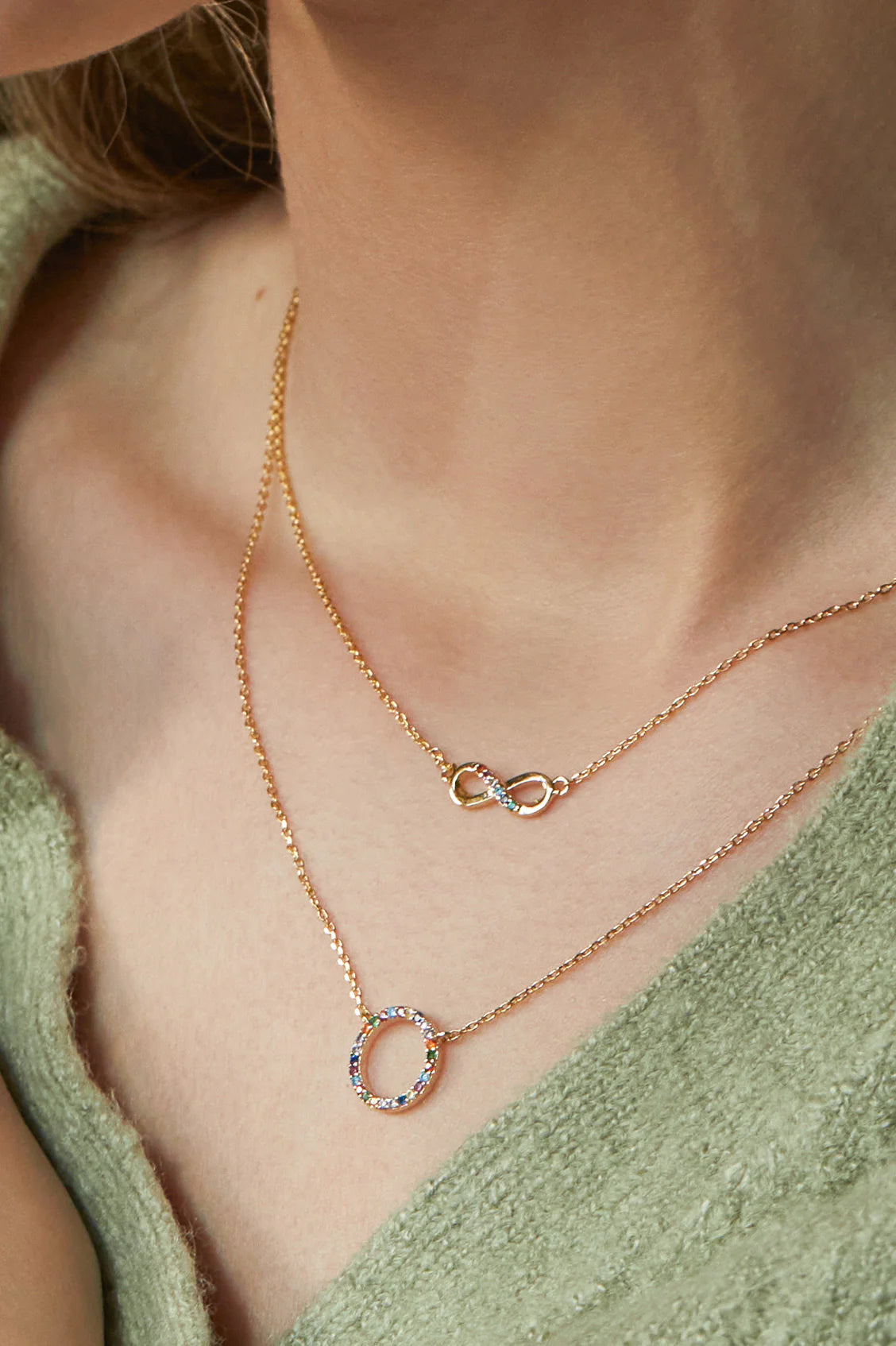 Multi Cz Circle Necklace - Gold Plated Gold Plated