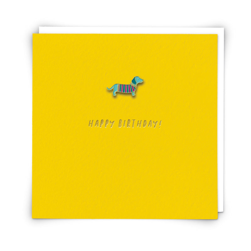 Sausage Dog Enamel Pin Greeting Card