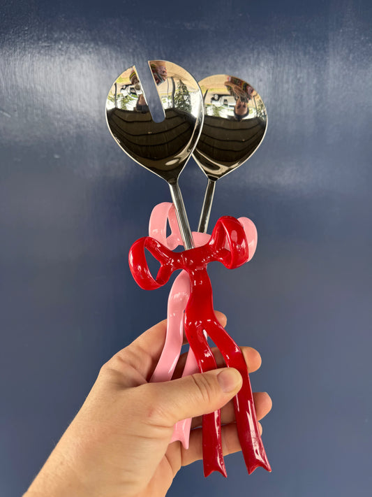 Pink and Red Bow Salad Servers