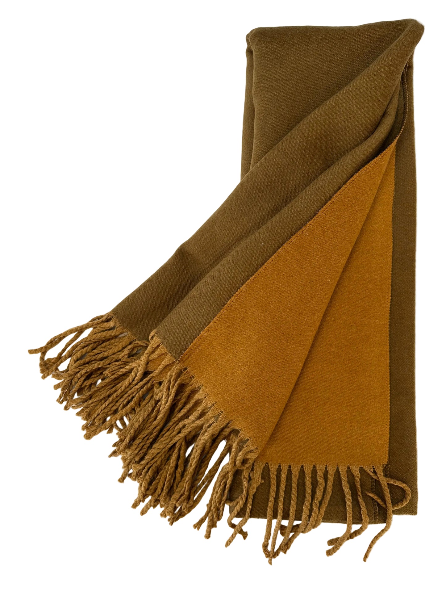 Double-sided Cashmere Scarf - Tan & Mustard