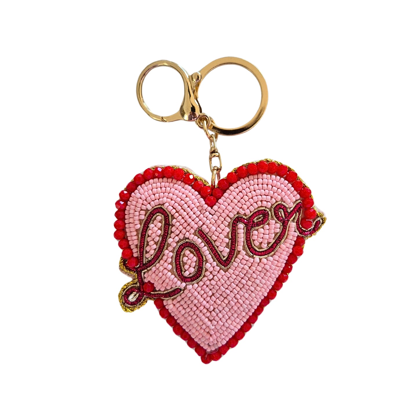 Love Heart Beaded Keychain