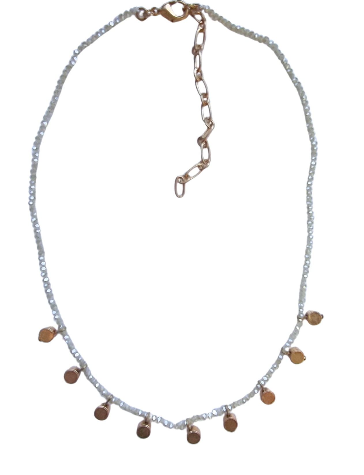 Beaded Drum Necklace White