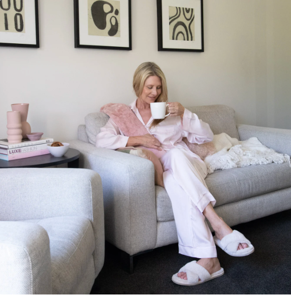 Long Hot Water Bottle - Deluxe Dusty Rose