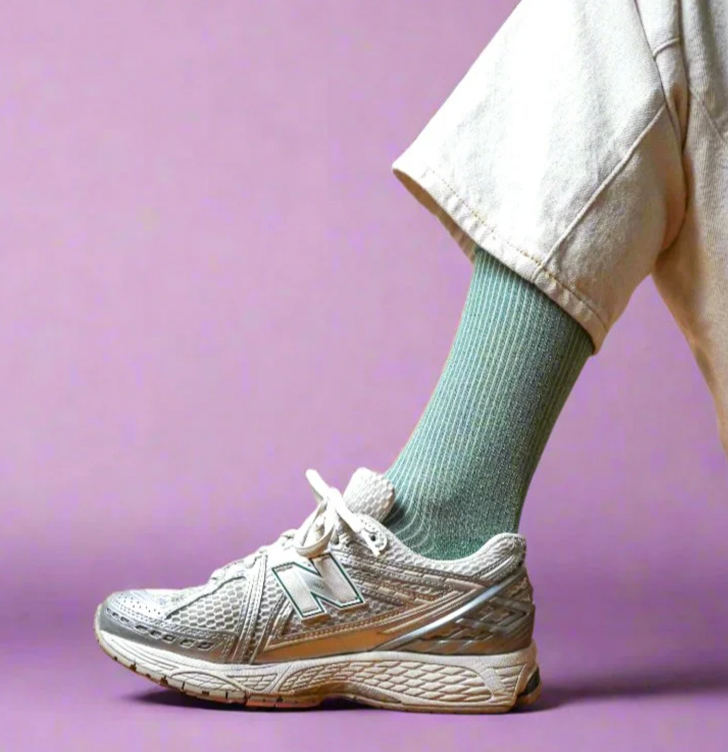 Glitter Lurex Socks Mint Green