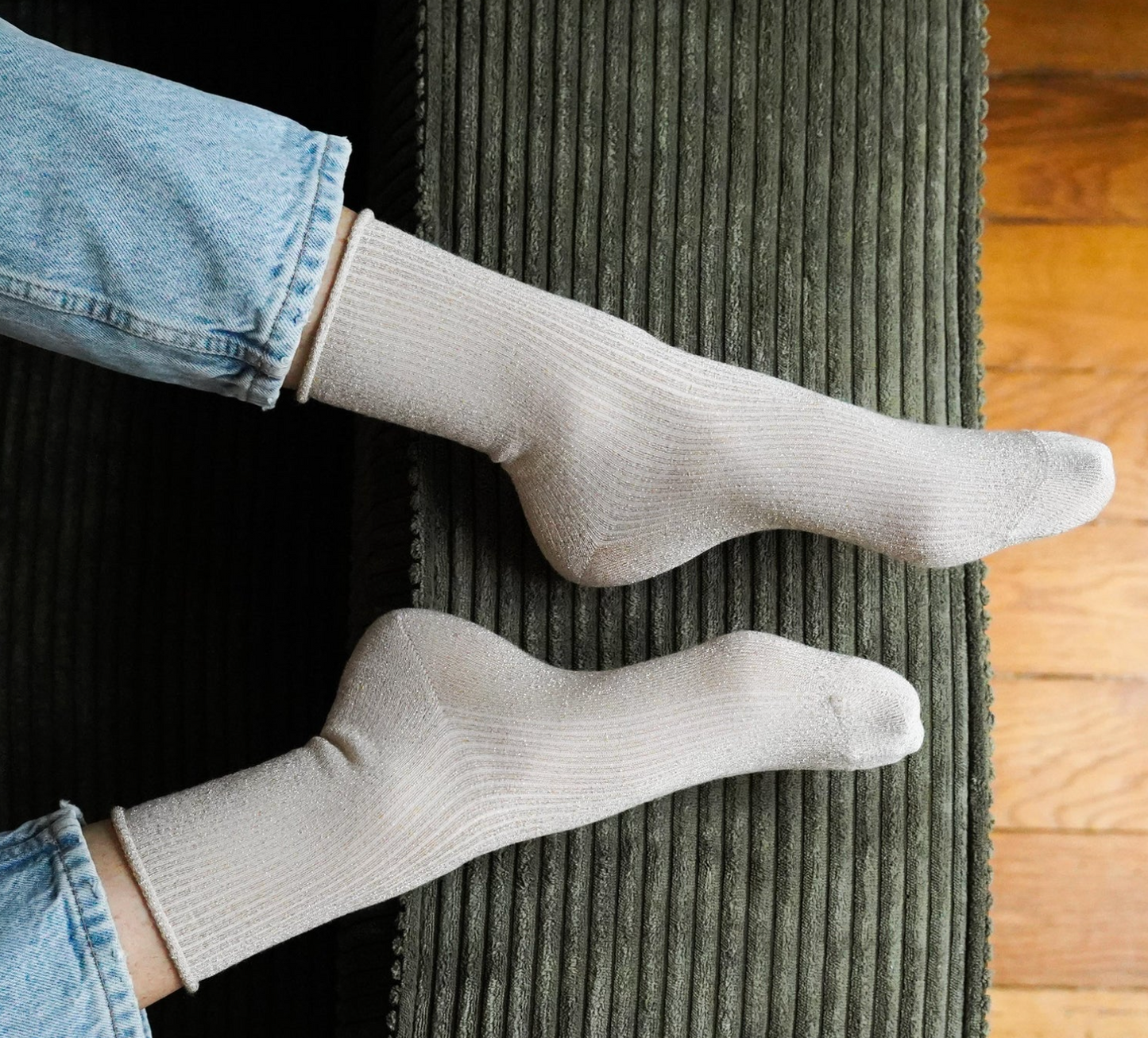 Glitter Lurex Socks Gold
