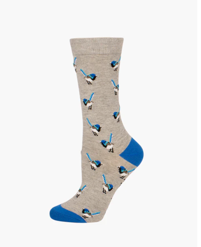 Womens Blue Wren Bamboo Sock