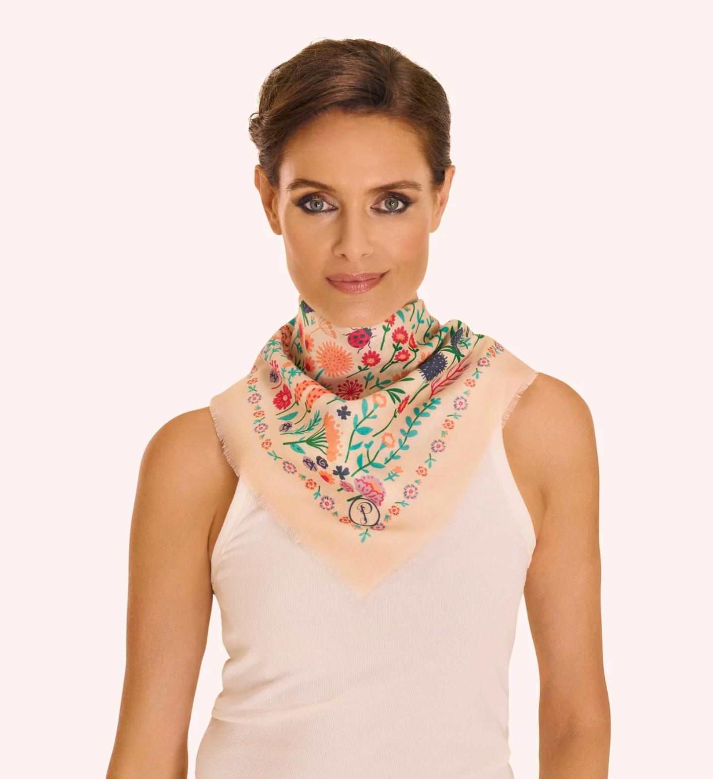 Wild Flowers Cotton Bandana - Coconut