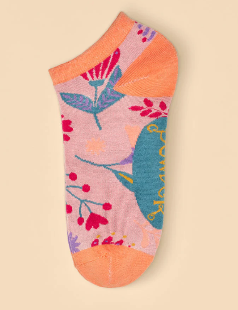 Watercolour Flowers Trainer Socks