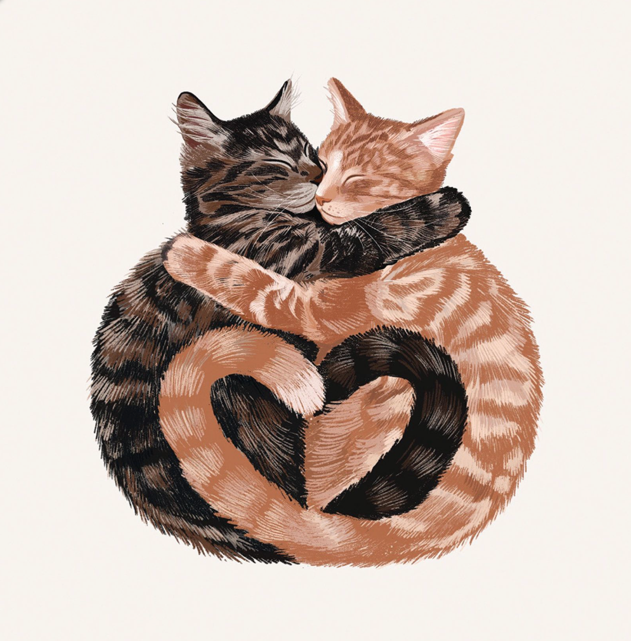 Curled Cats Hugging - Alissa Levy