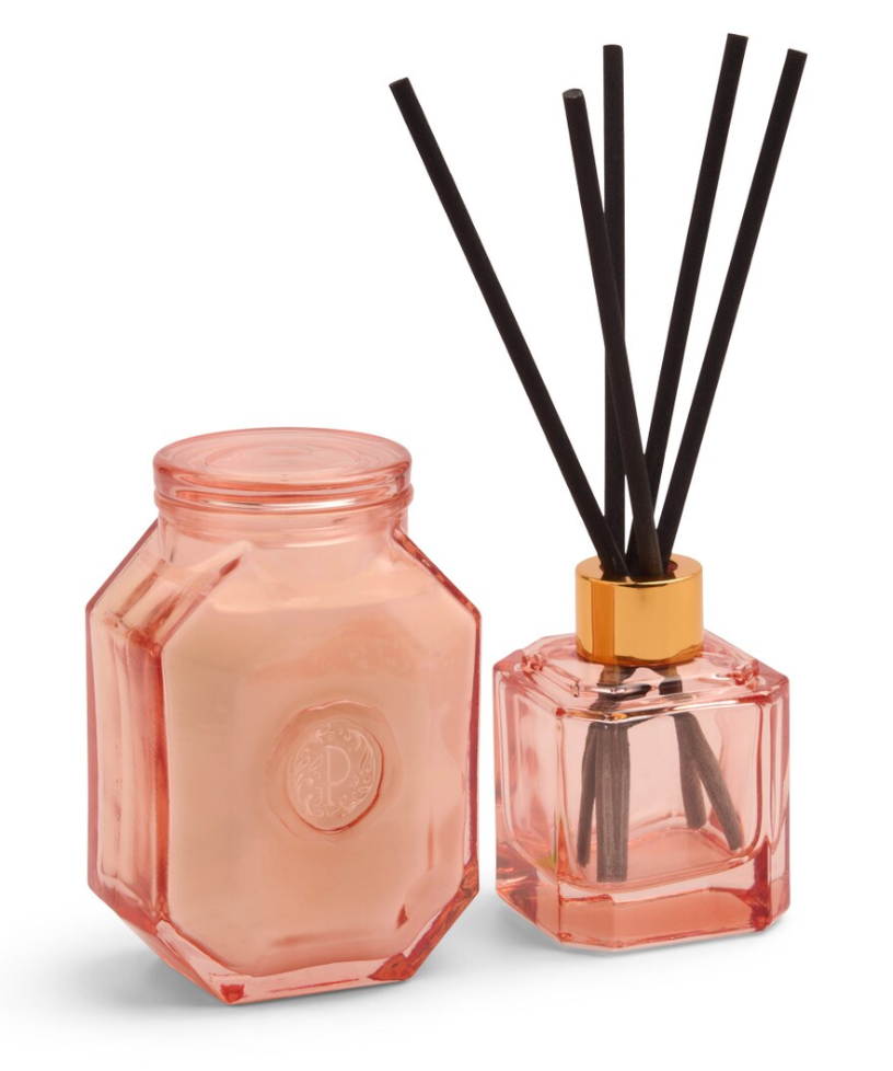 Botanica Pink Glass Candle - Saffron Rose