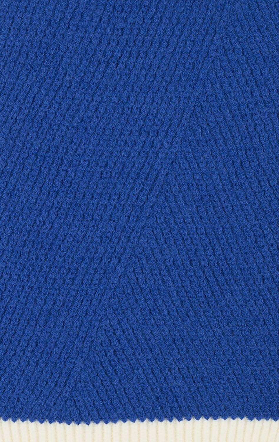 Blue Knitted Scarf White Trim