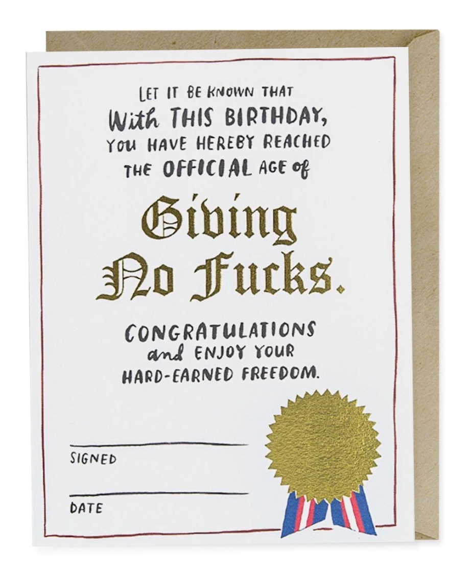 Decree Giving No Fucks Foil Birthday - Greeting Card