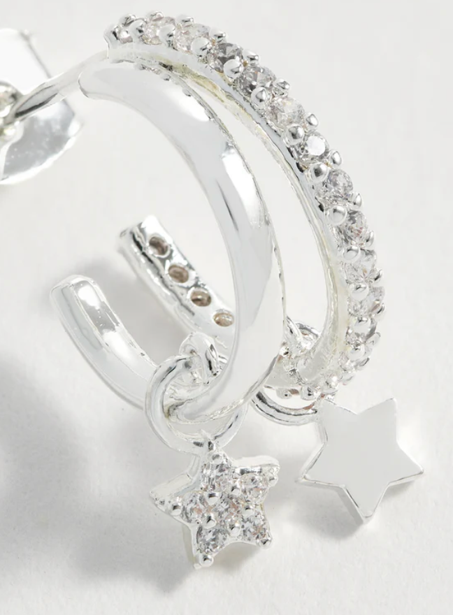 Duo Pave Star Hoops