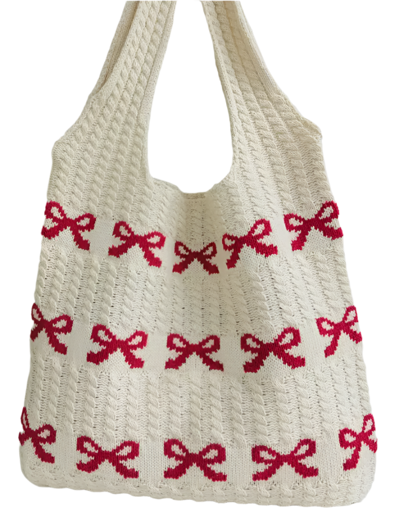 Crocheted Bow Bag Pink