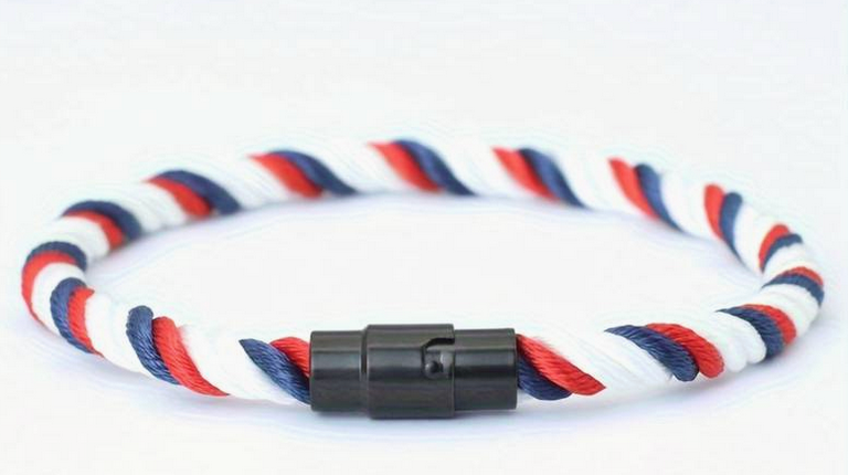 Twisted Rope Bracelet Navy, White & Red