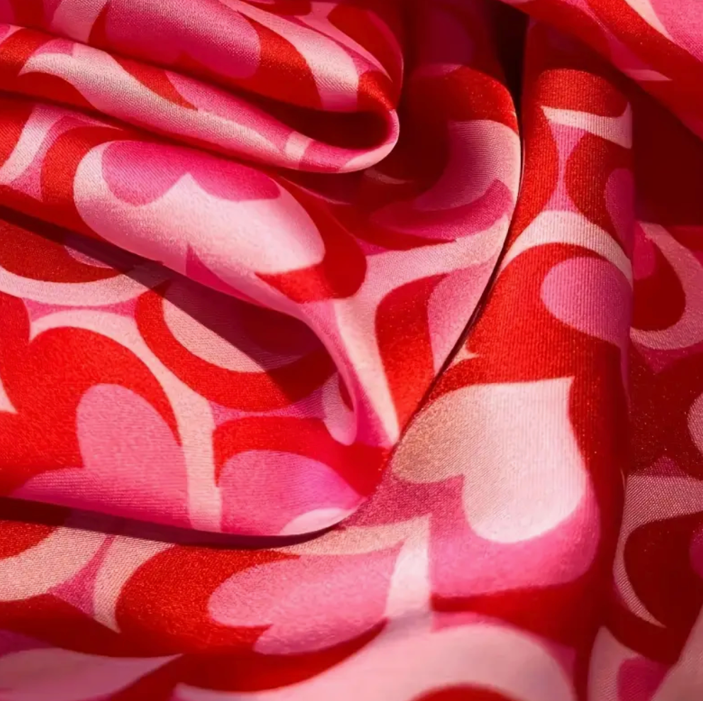 Silk Scarf Hearts Pink & Red