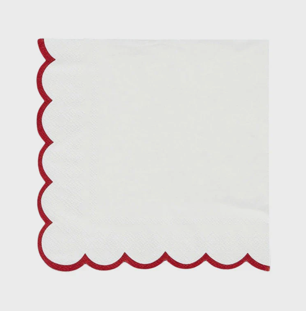 Napkin Scalloped Edge Red on White