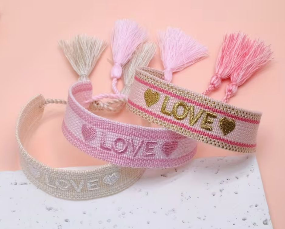 Love Embroided Bracelet