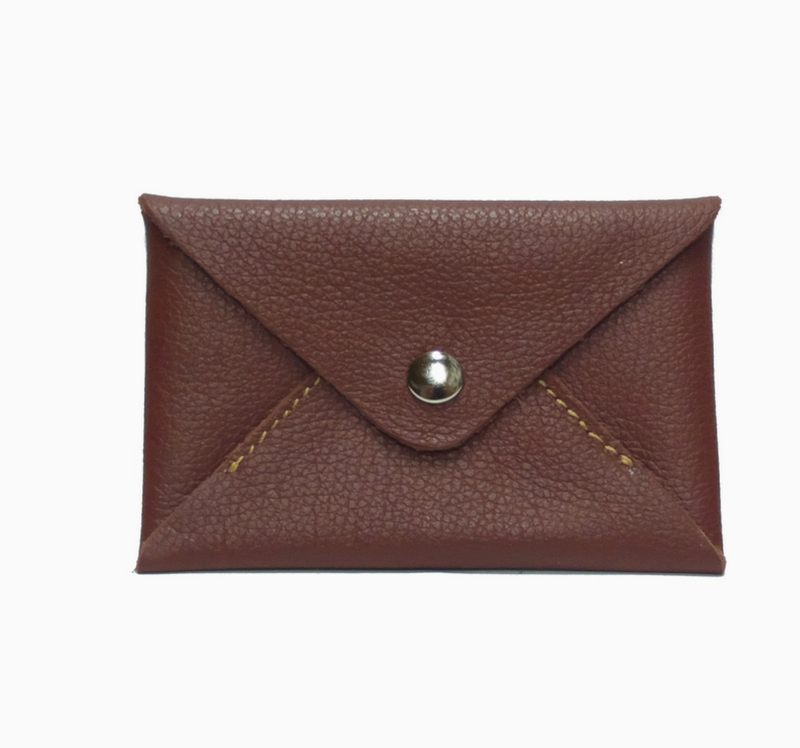 S Envelope - Leather Card Holder Brown
