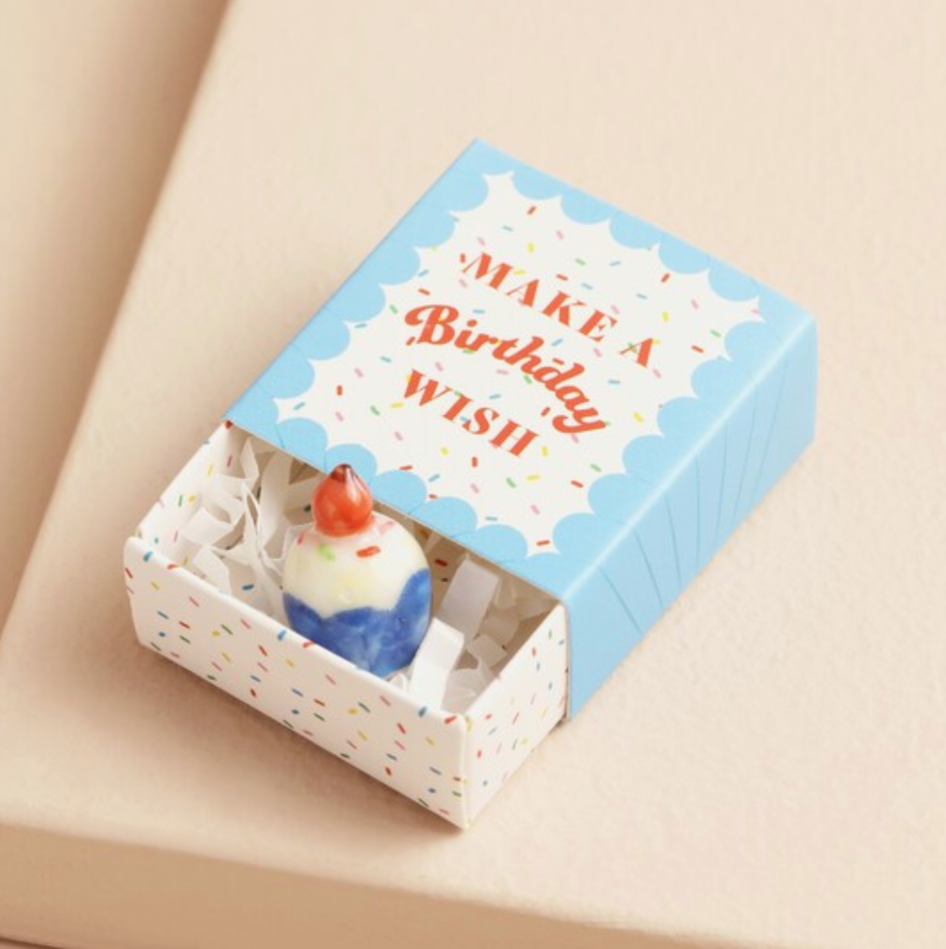 Tiny Matchbox Ceramic Token Birthday Cake