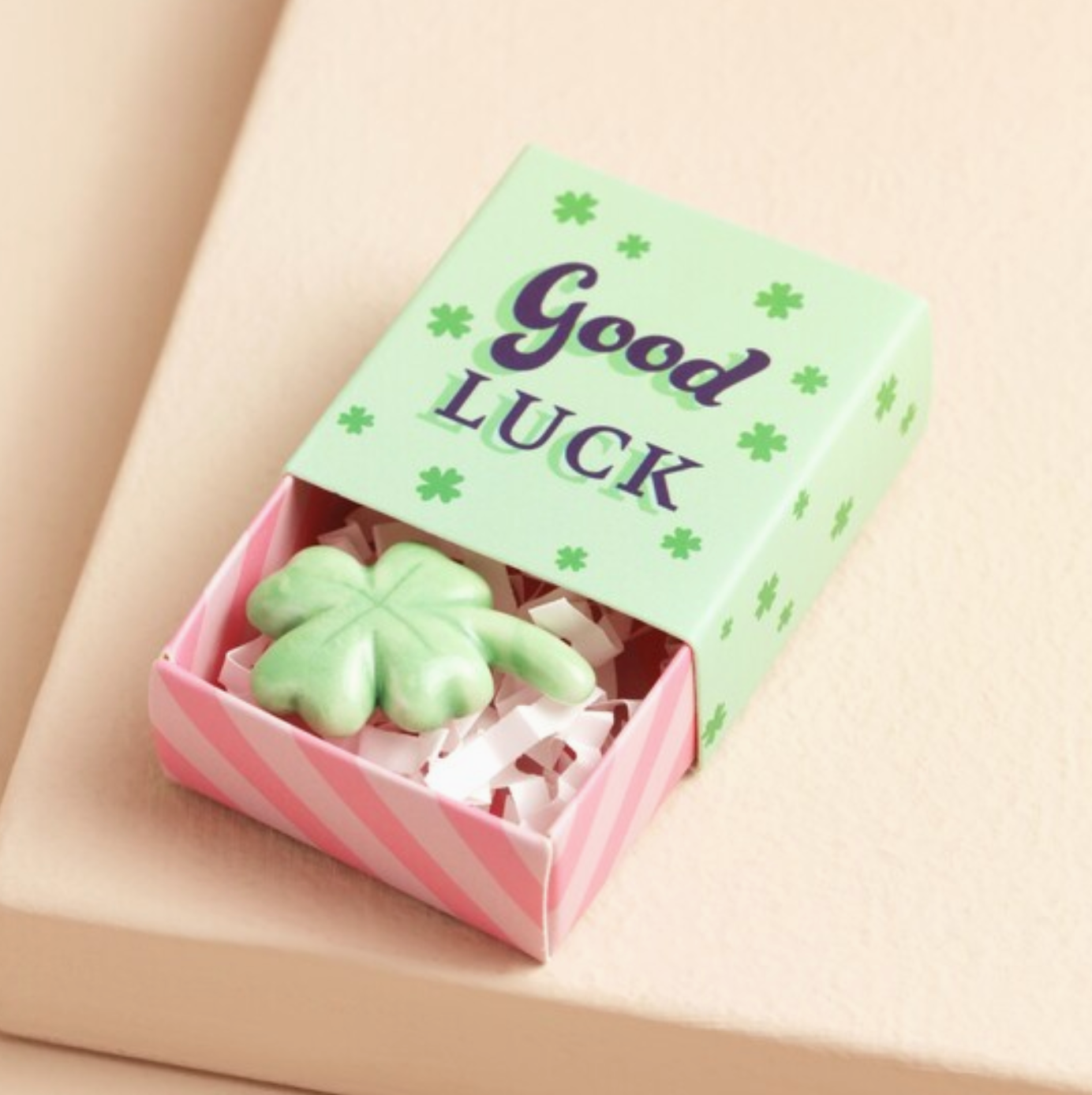 Tiny Matchbox Ceramic Token Clover