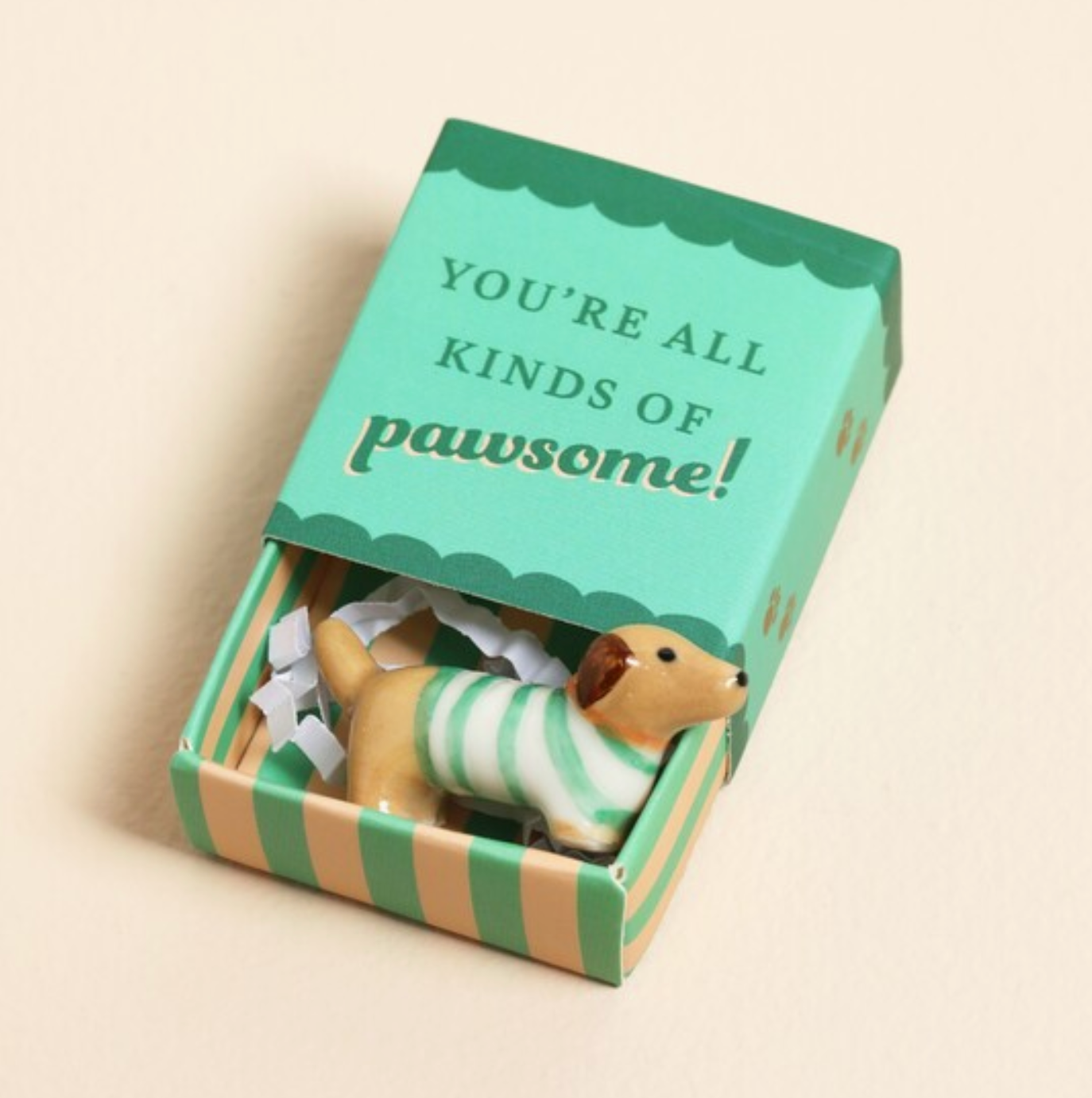 Tiny Matchbox Ceramic Token Sausage Dog