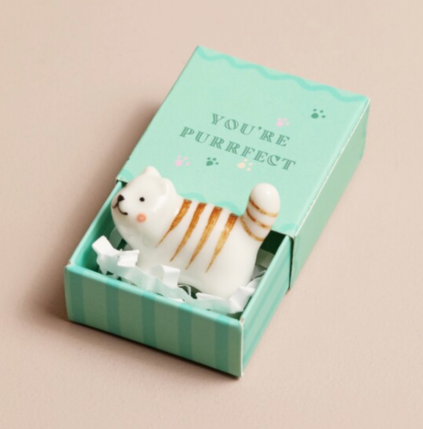 Tiny Matchbox Ceramic Token Cat