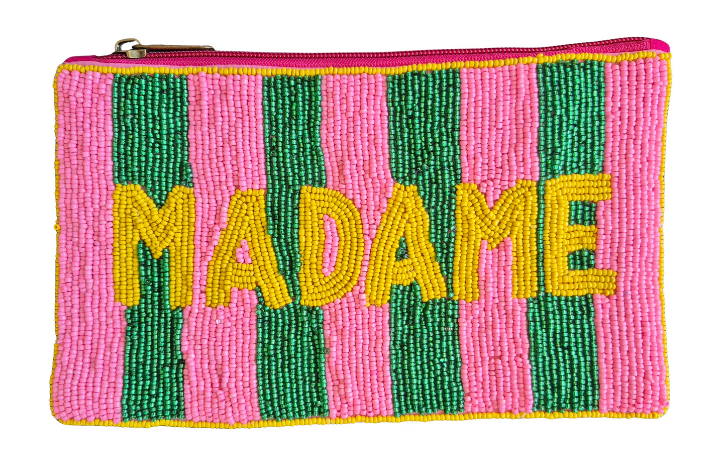 Madame Beaded Pouch - Pink / Green / Yellow