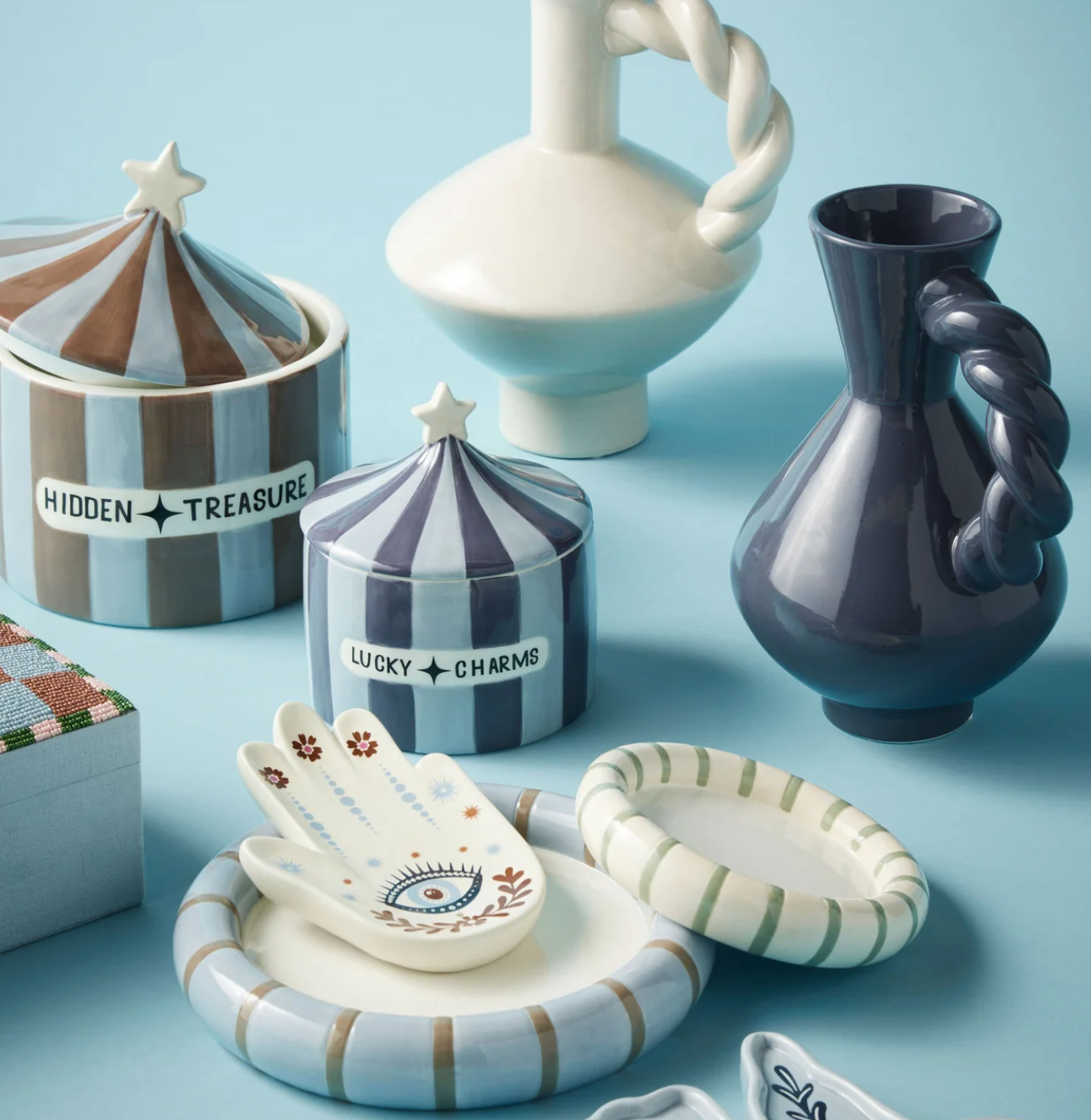 Hidden Treasure Cannister Smokey Blue & Mocca