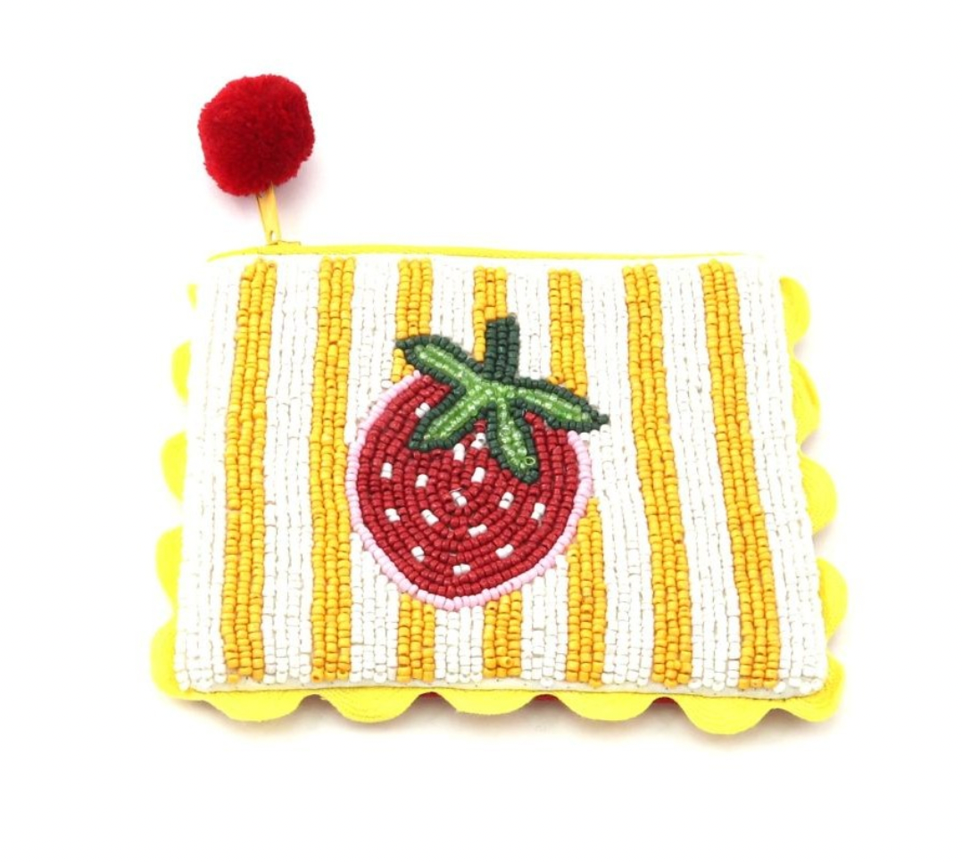 Strawberry Beaded Coin Purse