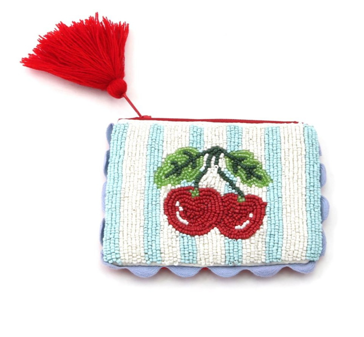 Cherries Beaded Coin Purse