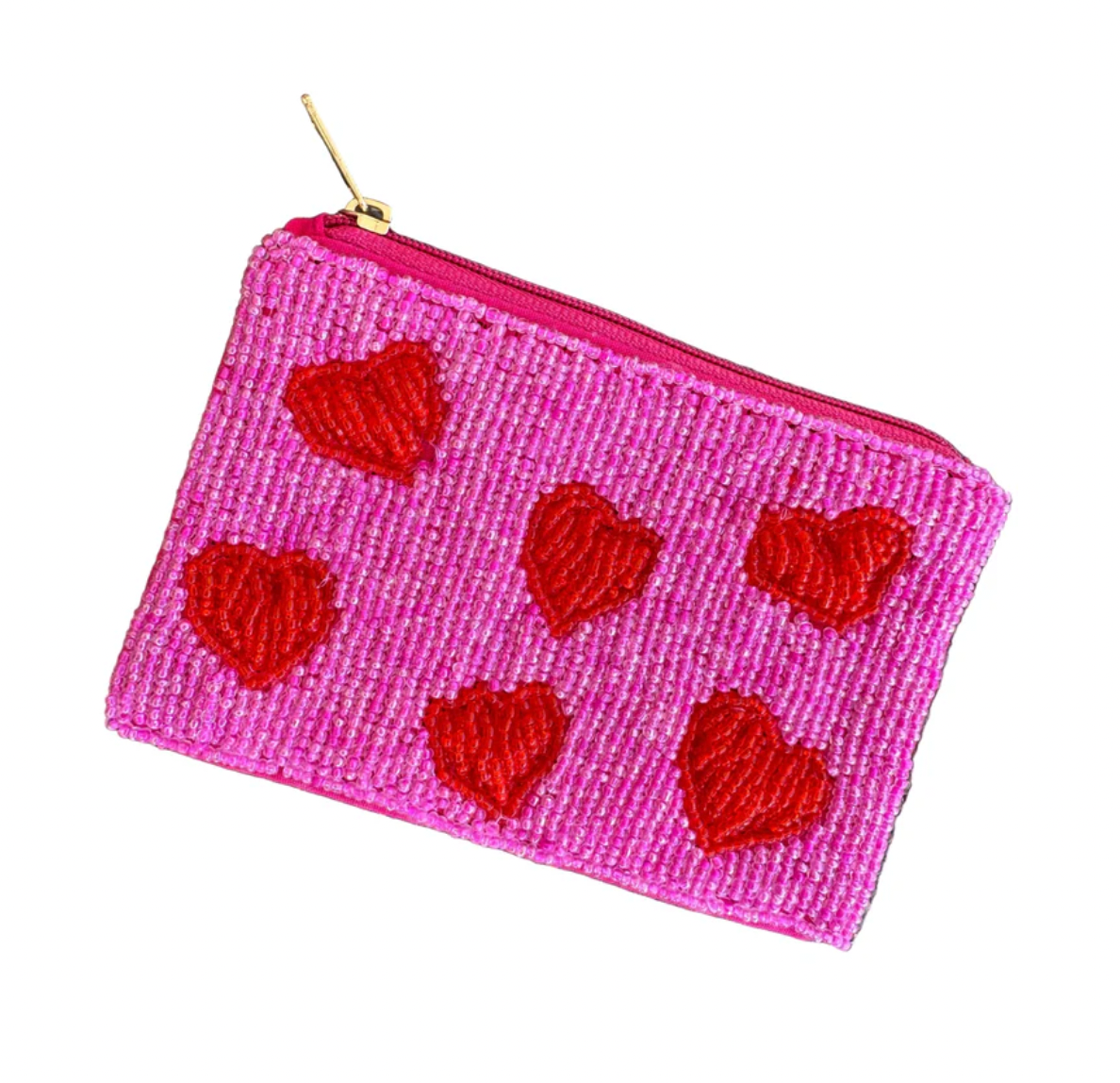 Hearts Beaded Coin Purse