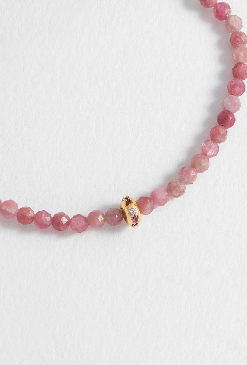 Pink Tourmaline CZ Disc Amelia Bracelet
