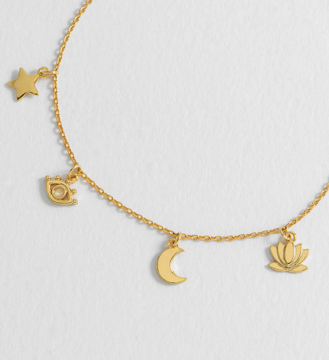 Evil Eye Moon And Stars Charm Bracelet