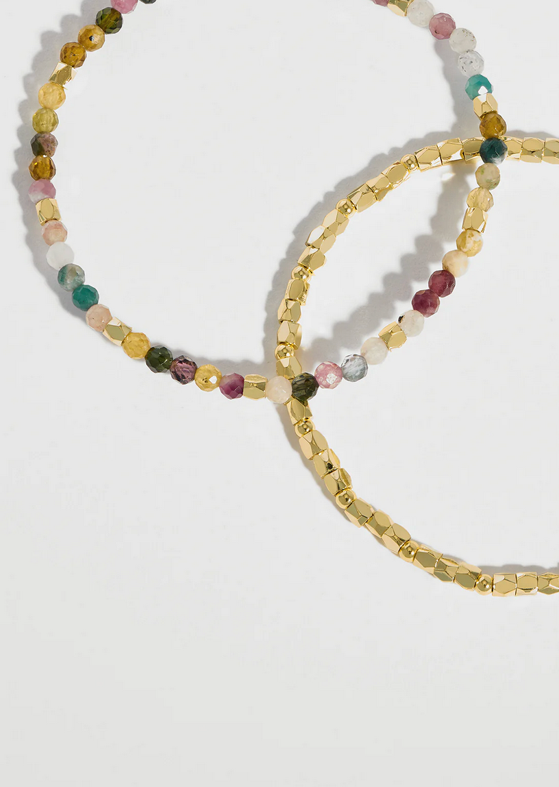 Coco Bead And Tourmaline Double Bracelet