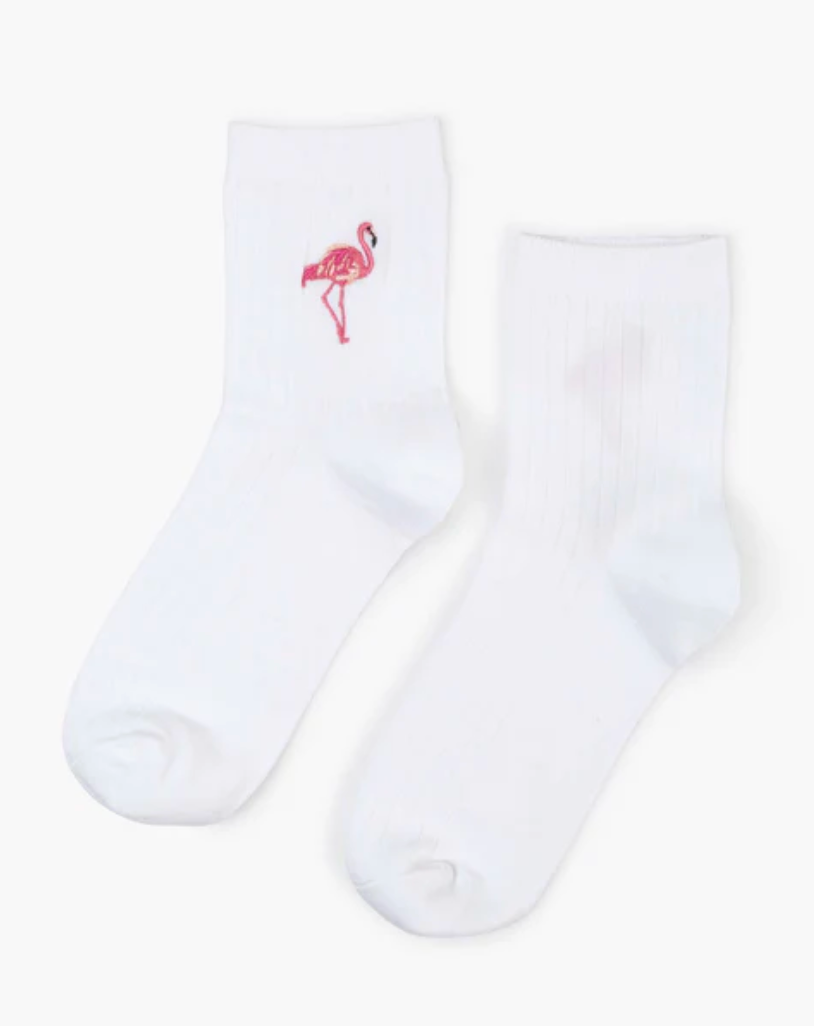 Womens Quarter Crew Flamingo Socks