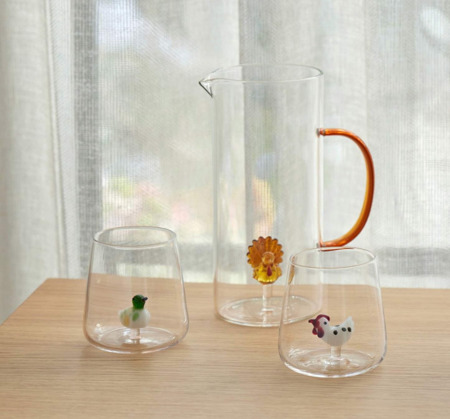 Feathered Flock Jug & Tumblers
