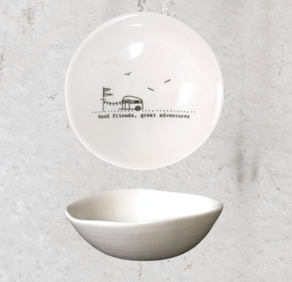 Wobbly Porcelain Bowl - Good Friends, Great Adventures