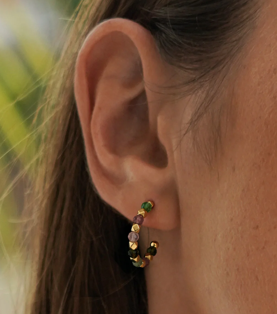 Wellness Tourmaline Coco Beaded Hoops