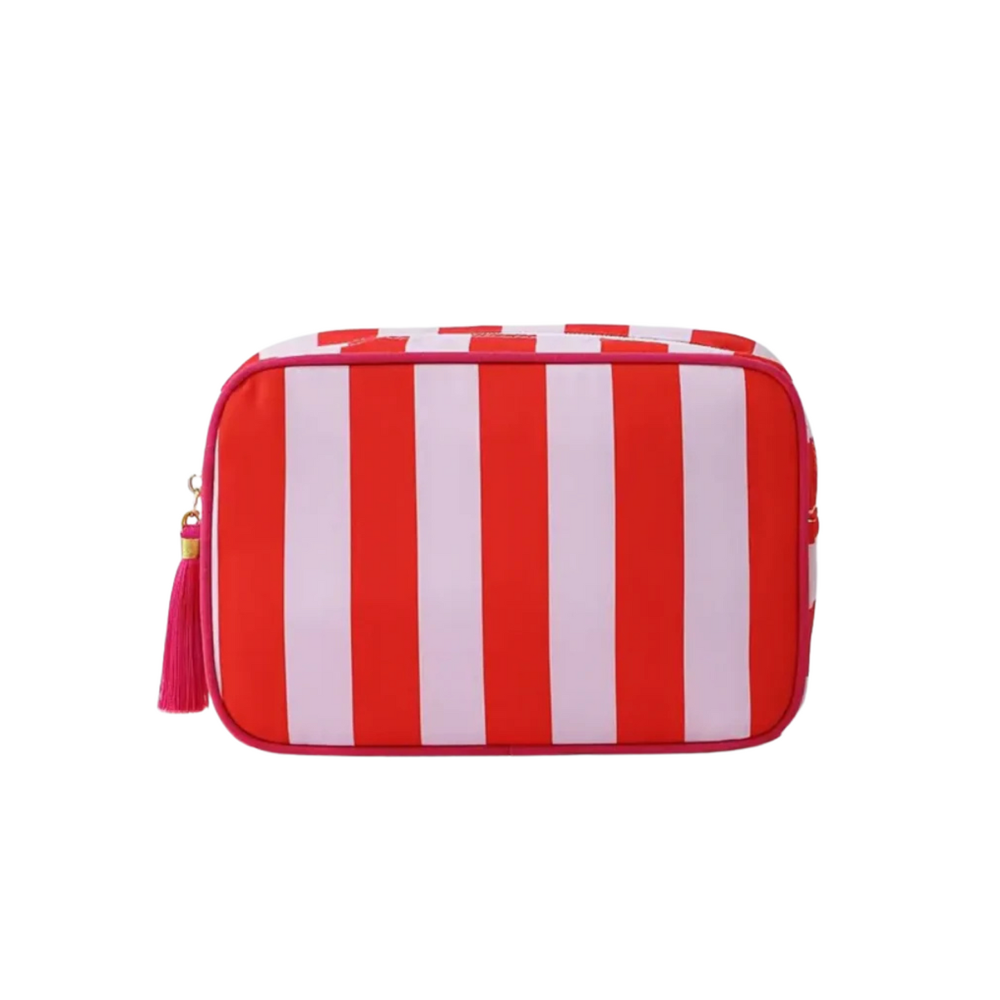 Stripe Makeup Bag - Red - Pink