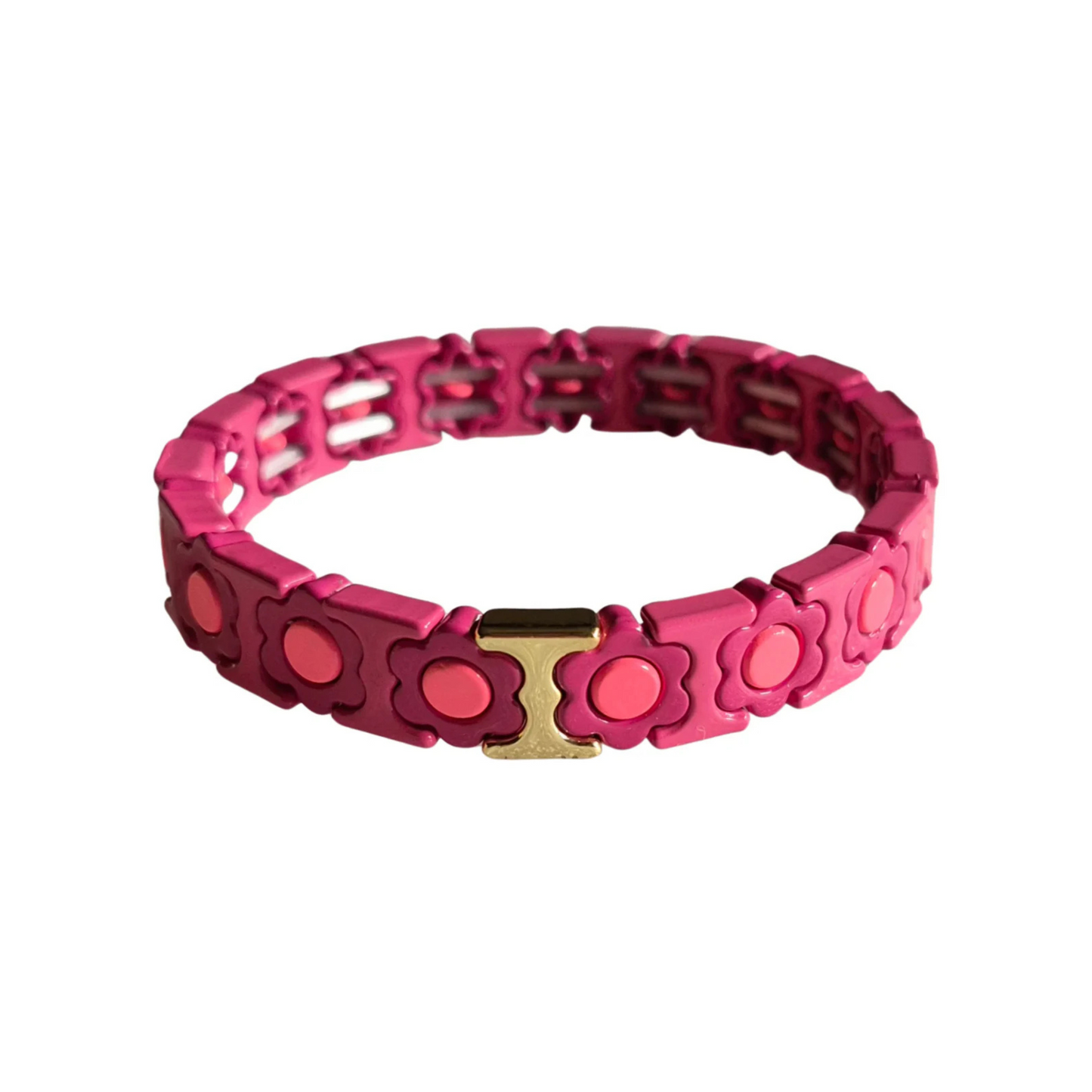 Hot Pink & Pink Flower Bracelet