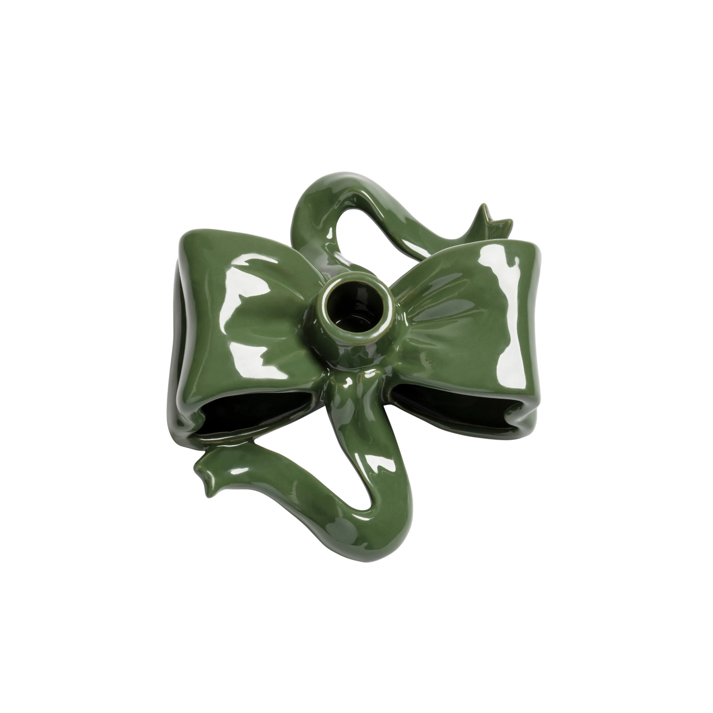 Candle Holder Ribbon Green