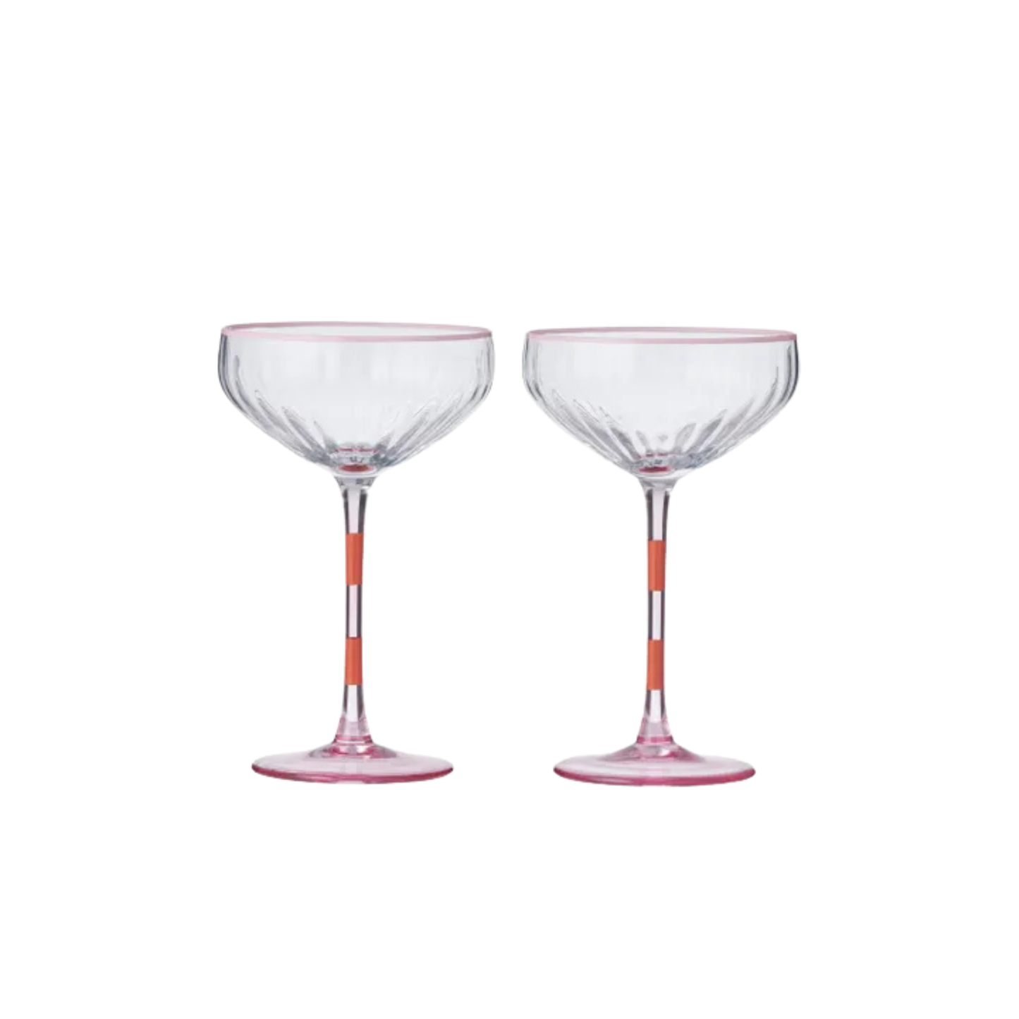 Lena S/2 Glass Rib Coupe Pink & Orange