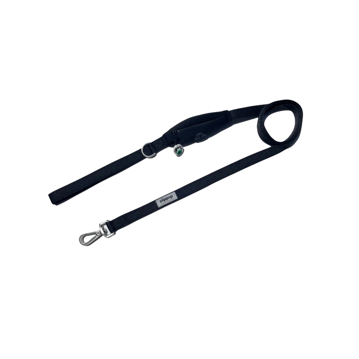Black Dog Leash with Built-in Poop Bag Holder