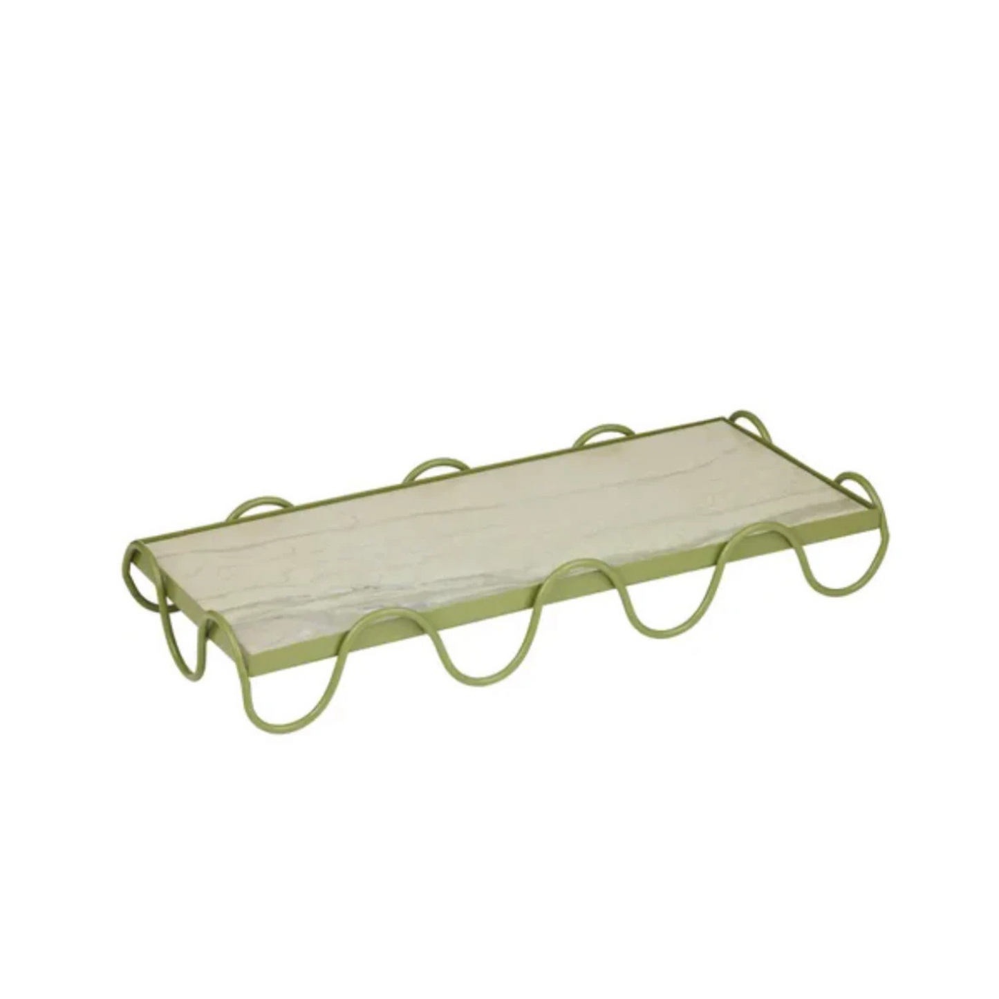 Loren Marble/Metal Tray 20x40x6cm Green