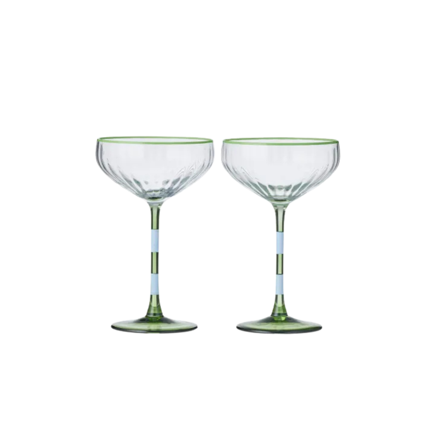 Lena S/2 Glass Rib Coupe Green & Blue